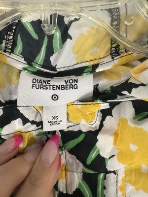 Diane Von Furstenberg XS Hooded Floral Print Vest Full Zip Target Womens NWT