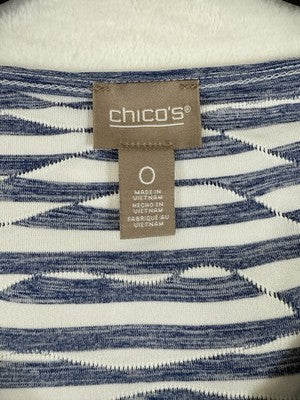 Chicos Dress Size 0 Small Blue Short Sleeve Knit Womens
