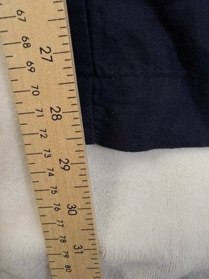 Gap Linen Blend Pants 4 Navy Blue Pleated High Waist Trousers Womens