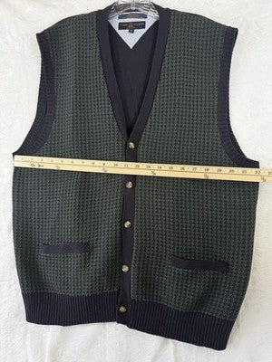 Vintage Tommy Hilfiger Golf Sweater Vest XXL Blue Herringbone Professor Preppy