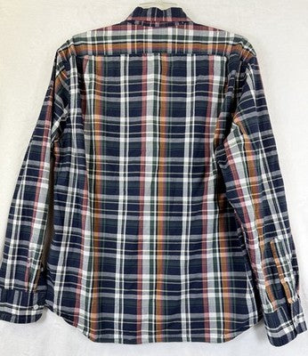 J Crew Shirt Large Men Flex Washed Slim Untucked Blue Plaid Button Down