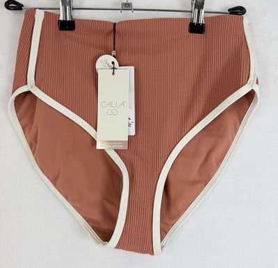 Calia Swim Bottom Small High Rise Bikini Tipped Terracotta Swimwear New NWT