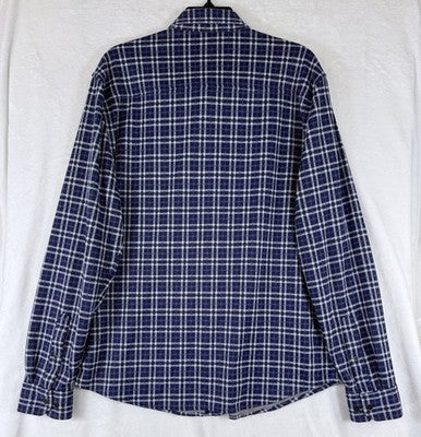 Rhone Hardy Flannel Shirt Large Blue Plaid Long Sleeve Button Up Down Mens