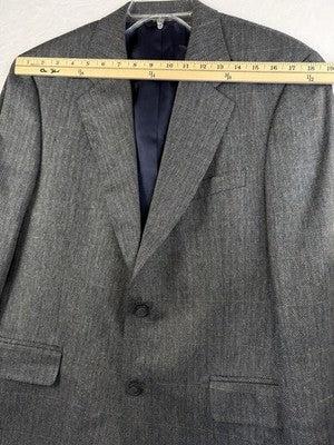 Jos A Bank Blazer 39R 100% Silk Gray Herringbone Windowpane Plaid Mens Jacket