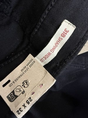 Levis 318 Shaping Wide Leg Jeans 25 Womens Black 25x32 Levi’s New NWT