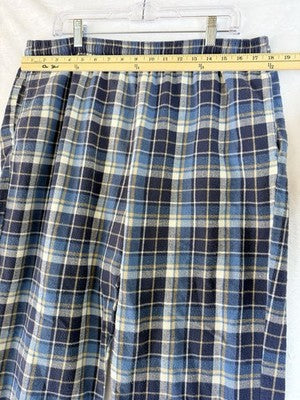 LL Bean Flannel Pajama Pants Large Tall Mens Blue Plaid