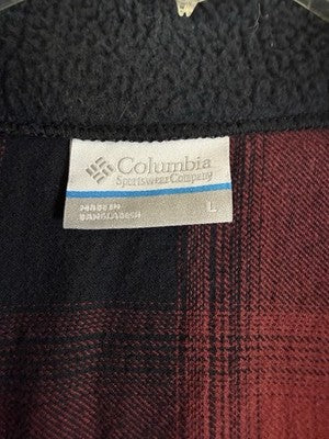 Columbia Womens Large Shacket Hart Mountain Shirt Jacket Black Red Plaid