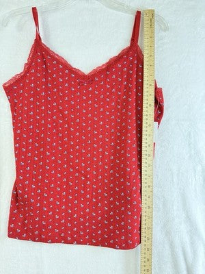 Gap Body Pajama Top Large Tall Women PJ Tank Cami Red Floral Pointelle New