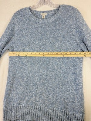 LL Bean Sweater Womens Medium Cotton Ragg Sweater Funnelneck Pullover Blue