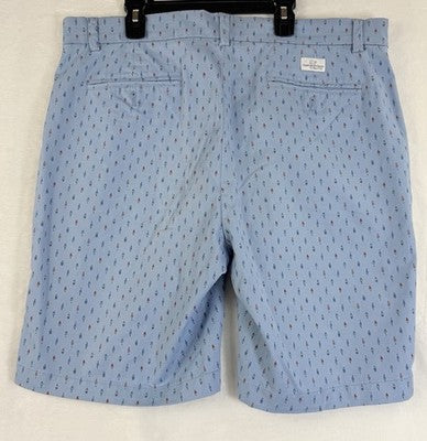 Vineyard Vines Breaker Shorts 36 Blue Nautical Buoy Print Mens 9” Flat Front