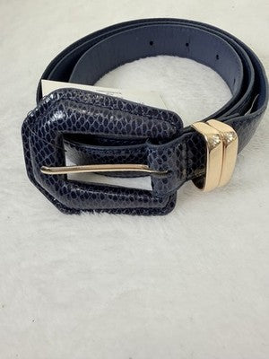 Eloquii Belt 14 16 Blue Faux Leather Snake Gold Tone Plus Size Women New