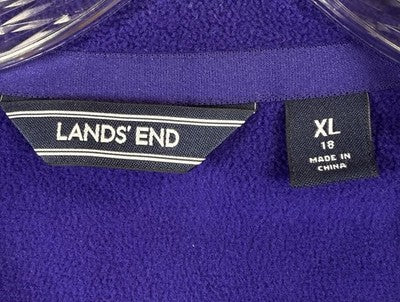 Lands End Fleece 1/4 Zip Pullover XL Purple Womens