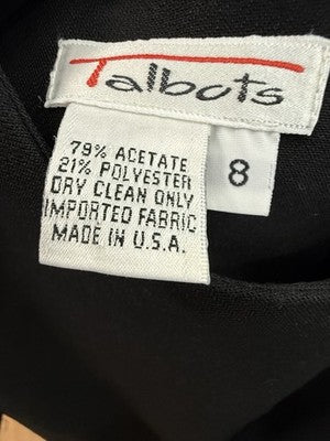 Vintage Talbots Dress 8 Black Peplum Made In USA Office Work Short Sleeve Womens