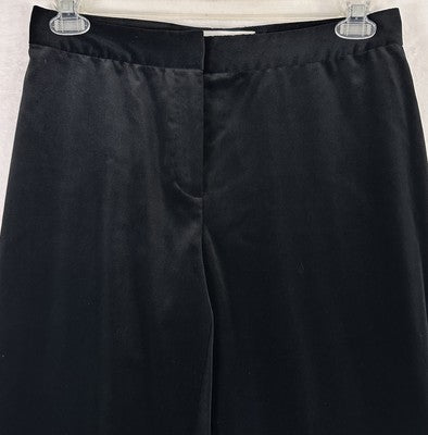 St John Collection 8 Black Pants Straight Leg Velveteen Cotton Stretch Womens