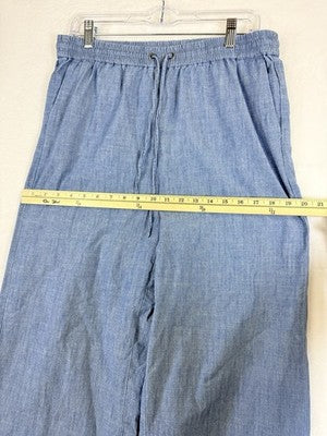 J Crew Chambray Pants 10 Womens Pull On 100% Cotton Blue Pull On Lightweight
