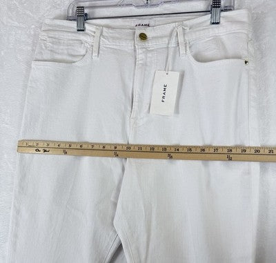 Frame Le High Flare 34 Jeans White Denim Womens New NWT