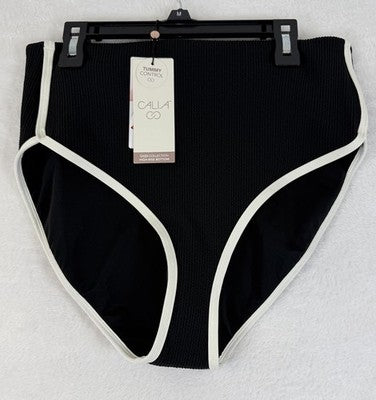 Calia Swim Bottom Medium Black High Rise Tipped Womens Tankini Swimwear New NWT