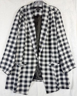 Studio By Torrid Blazer 4 Black White Check  Jacket Open Front