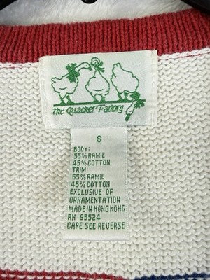 Quacker Factory Small Cardigan Sweater USA Patriotic July 4th American Flag