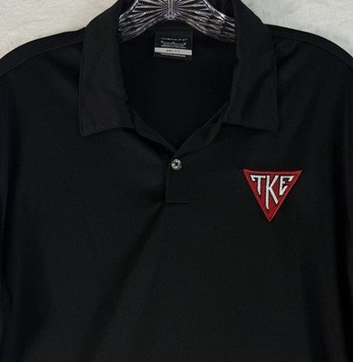 Tau Kappa Epsilon Shirt Medium Nike Polo Black Mens Fraternity Embroidered TKE
