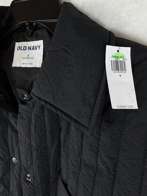 Old Navy Shacket Small Black Quilted Women Snap Front Jacket New NWT
