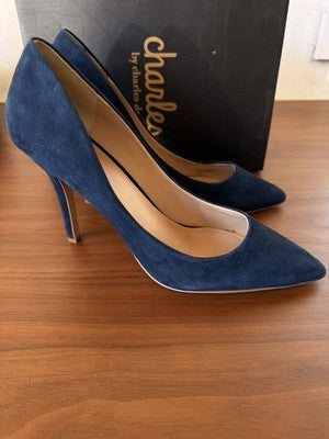 Charles David Shoes 11 Womens Pumps Blue Kid Suede Heels