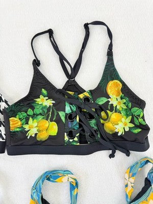 Venus Bikini Top Small Womens Lot 4 Black Floral