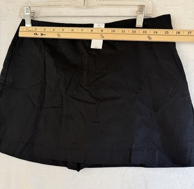 Gap Linen Blend Mini Skort Small Women Black Skirt W/ Shorts Preppy New NWT
