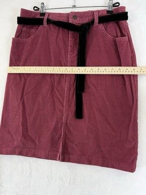 St Johns Bay Corduroy Skirt 12 Belt Pink New NWT