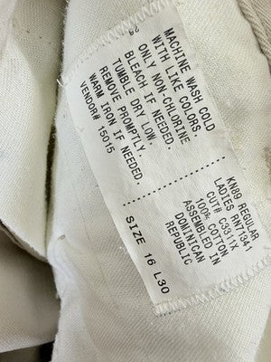 LL Bean Womens Pants 16 Chinos Khakis Tan Beige High Rise Pleated 90s Vintage