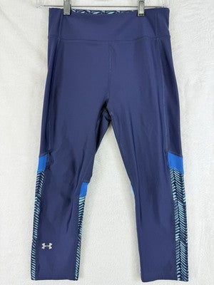 Under Armour Leggings Women Small Compression HeatGear Blue Capri
