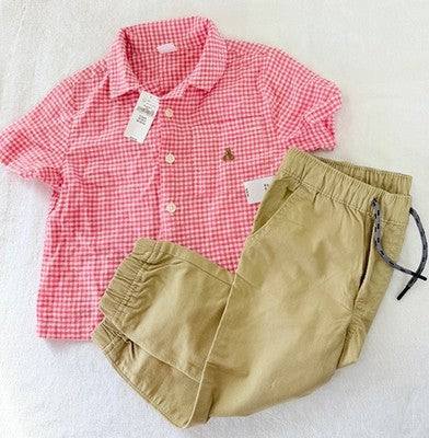 Baby Gap Boys 2t Lot Linen Polo Shirt Short Sleeve Khaki Pants New