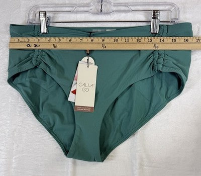 Calia Swim Bikini Bottoms Large Adjustable Jungle Green Mid Rise Women New NWT
