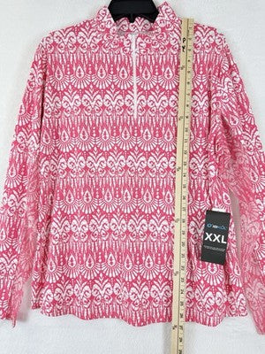 IBKUL Womens Long Sleeve Top XXL 1/4 Zip Mock Neck Pink Barbara 2X Golf