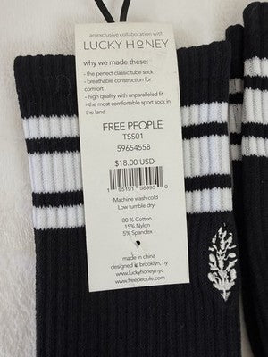 Free People Movement Lucky Honey Tube Socks Black Lot Womens New NWT