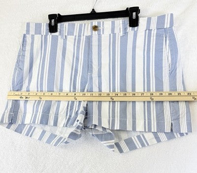Old Navy Everyday Shorts 14 Womens Blue White 4” Cotton Stretch