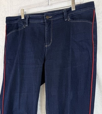 Charter Club Lexington Straight Jeans 16 Dark Blue Red Piping