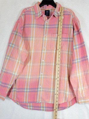 Gap The Big Shirt Mens Large Plaid Long Sleeve Button Up Sunwashed Twill New NWT