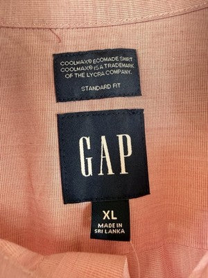 Gap Mens Shirt XL Button Up Pink CoolMax Long Sleeve Standard Fit New NWT