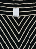 Calvin Klein Maxi Skirt XL Black Ivory Stripe Jersey Knit Fold Over New NWT