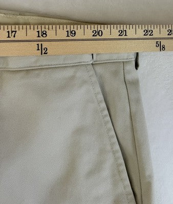 LL Bean Comfort Waist Pants 46x32 Mens Flat Front Tan Khakis Chinos 100% Cotton