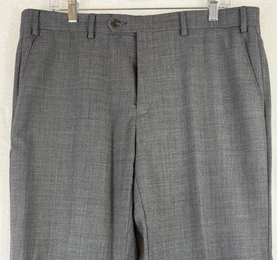 Chaps Dress Pants 36x30 Men Gray Wool Blend Flat Front Straight Leg