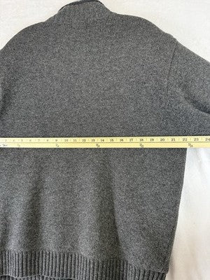 LL Bean Sweater Jacket Medium Mens Gray Lambs Wool Sherpa Fleece Lined Full Zip
