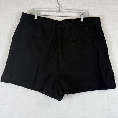 Joie Shorts XL Womens Black High Rise Cotton Linen Pleated