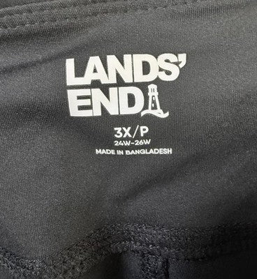 Lands End Active Pants 3X Workout Sport Knit Black Plus Size Womens