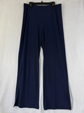Clara Sun Woo Medium Pants Signature Side Slit Blue Knit Pull On Stretch Womens