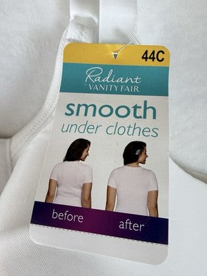 Vanity Fair Bra 44C 76528 White Radiant Smooth Full Coverage New NWT