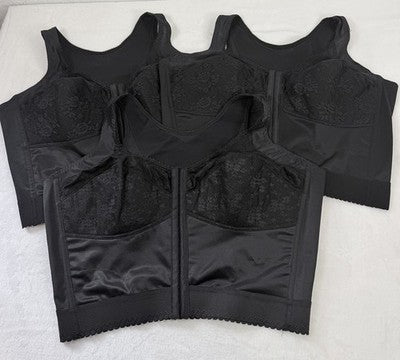 Comfort Choice Longline Bra 48B Black Posture Wireless Front Closure Lot 3 Lace
