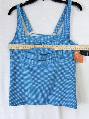 Lands End Tankini Top 14W Blue Swimsuit Square Neck Women Swim Underwire New NWT