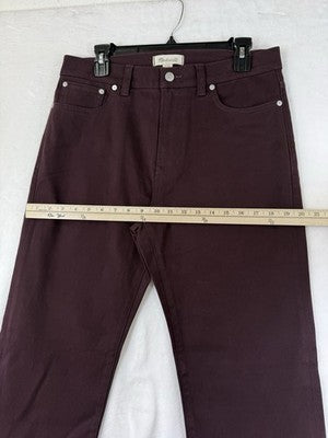 Madewell Jeans Womens 32 Straight Leg High Rise Burgundy Denim